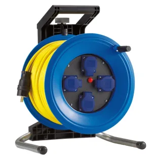 HEDI Kunststoff-Kabeltrommel Professional Plus Ø 320 mm, gelb Panzerkabel, einzelne Steckdosen - K325U2TFE