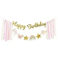 partydeco Hängedekoration Banner 'Happy Birthday' Einhorn, 230x17,5 cm