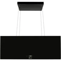 GURARI Inselhaube GCH I 333 90 BL Prime+Umluftset, Dunstabzugshaube 90cm,1000m³/h Umluft Insel Dunstabzugshaube 90cm,Deckenhaube,1000m³/h,Schwarz Glas