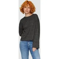 QS Langarmshirt T-Shirt Flauschiges Rippshirt in melierter Optik