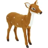 I.GE.A. Dekofigur Tierfigur Reh aus Kunstfell (1 St), Realistisches Waldtier Statue Ornament Plüschtier Weihnachtsdeko