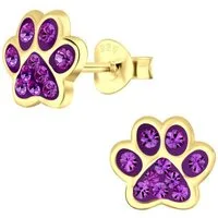 schmuck23 Paar Ohrstecker Kinder Ohrringe Pfote Tatze Hund Katze 925 Silber, Kinderohrringe