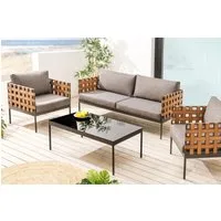 riess-ambiente Gartensessel UNIQUE 70cm schwarz / braun / grau · Gartensessel inkl. Kissen (Einzelartikel, 1-St), indoor & outdoor · Aluminium & Polyrattan Geflecht · waschbarer Bezug