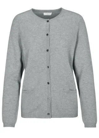CLARINA - NOS Rdh.-Cardigan, 1/1 Arm,uni 800 grau mel. - Gr. - 42