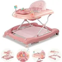 Bronea Lauflernhilfe Happy Life 5-in-1 Babywalker Gehfrei Lauflernwagen Schaukel Wippe, Ausnehmbaren Sitz, Im nu zum Schaukel, Widerstand Reifen einstellbar