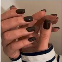 LuxusKollektion Kunstfingernägel Künstliche Nägel kurz eckig Kleber Set 24 Frauen Schwarz