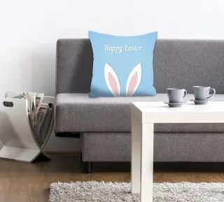 queence Dekokissen "Happy Easter blue" mit einem österlichen Schriftzug