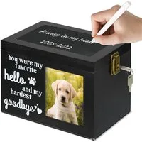 Happy Home Aufbewahrungsbox Haustierurne aus Holz mit Fotodisplay und Schloss
