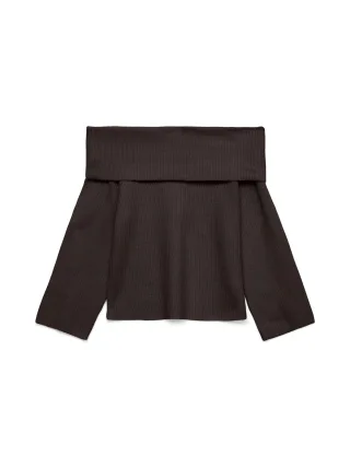 VERO MODA - VMARIES LS OFFSHOULDER PULLOVER BF Chocolate Torte - Gr. - XL