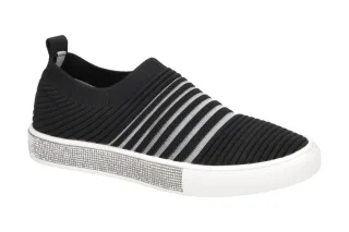 Bernie Mev. Damenschuhe BM Iris Slipper schwarz black crystal Glitzer Memory ...