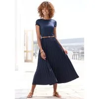 LASCANA Midikleid mit Plisseerockteil, bügelfreie Qualität elegantes Sommerkleid, Festkleid, Plisseekleid, modisch