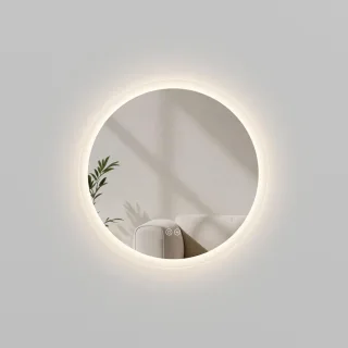 Emke Badspiegel, Transparent, Glas, Rund, 50x50x3.5 cm, Badezimmer, Badezimmerspiegel, Badspiegel