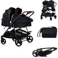 Chipolino Geschwisterwagen Geschwisterkinderwagen Duo Smart, klappbar, umbaubar, verstellbar, Fußsack
