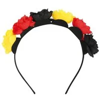 Fries Haarreif Deutschland Blumen Rosen Haarreif Wabbles Schwarz Rot Gold EM Party, 1-tlg., Mit Deutschland Farben