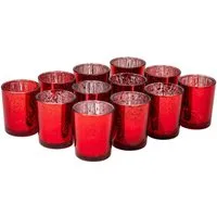 Kamelio Teelichthalter 12er Set Teelichtgläser rot Windlicht Tischdeko Weihnachten (12 St., 12)