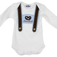 P.Eisenherz Trachtenkleid Baby Body - LAUSBUB/LANGARM - weiß/hellblau