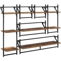 vidaXL Regal Wandregal-Set 6 pcs Altholz 100 x 25 x 30 cm Holzwerkstoff, 6-tlg.