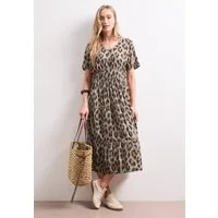 STREET ONE Midikleid Sommerkleid mit Print und Smok-Detail/Floralem Muster