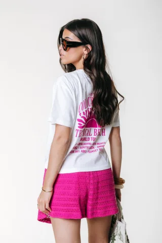 Colourful Rebel - Tropical Beach Cropped Loosefit Tee Standard white - Gr. - XL