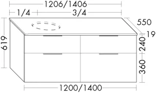 Burgbad Waschtischunterschrank Eqio 619x1206x550 Eiche Dekor Klassik, SGUU120LF6886 SGUU120LF6886