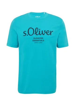 s.Oliver Red Label - T-Shirt mit Label-Print blau - Gr. - XXL