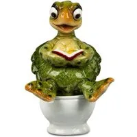 formano Dekofigur Schildkröte Harry auf Toilette Buch grün 11 cm Kunststein glänzend (1 St)