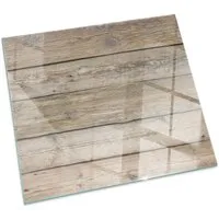 Tulup Bodenschutzplatte Beige Textur von Holzbrettern, Gehärtetem Glas Kaminöfen Schutzplatte