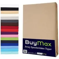 Buymax Spannbettlaken Topper, Spannbetttuch für Topper bis 12 cm Höhe, 100% Baumwolle Jersey, Jersey, Gummizug: Rundumgummi, (1 Stück), Pflegeleicht und Atmungsaktiv, in Verschiedenen Farben und Größen