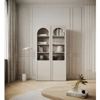 Selsey Standvitrine ARKADIA Vitrine in Kaschmirgrau mit Glasfront & Tip-On-System