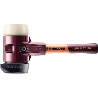 HALDER SIMPLEX - Schonhammer mit TE-Gehäuse und Holzstiel, Gummikomposition mit Standfuss / Nylon - 3028.282