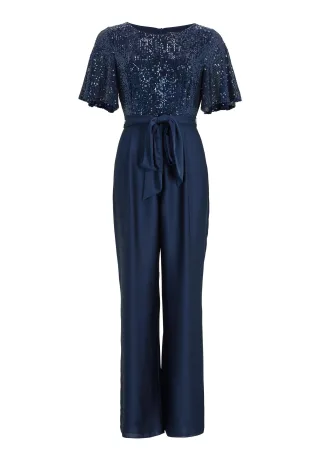 SWING - Festlicher Jumpsuit mit Bindeband navy - Gr. - 44