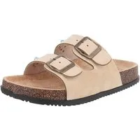 Ital-Design Bequeme Sandalen mit verstellbaren Riemen für Damen Pantolette (89852733) Flach Pantoletten in Beige