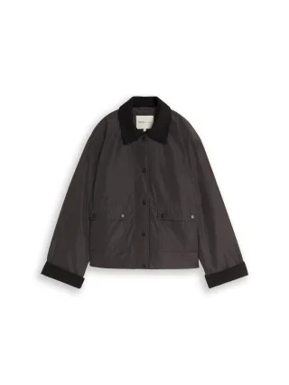 Denim Tom Tailor - Übergangjacke mit Cord-Kragen coal mine grey - Gr. - L