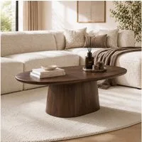 LEVEN Lifestyle Couchtisch Ovaler Couchtisch MILANO aus Akazienholz Braun, Länge 135 cm