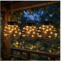 Expo Börse LED Solarleuchte, LED-Leuchtmittel fest verbaut, Warmweiß, LED Solarleuchte Bienennest Solarlampe Spirale Außenleuchte 3er Set