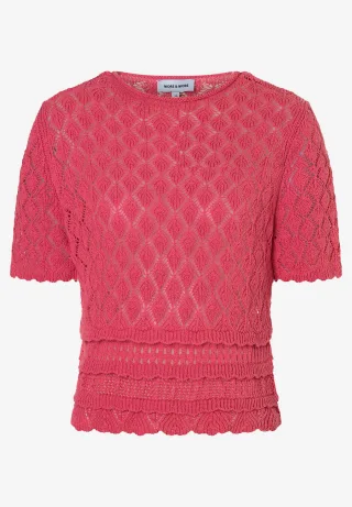 MORE & MORE - femininer Ajour-Pullover rosa - Gr. - 46