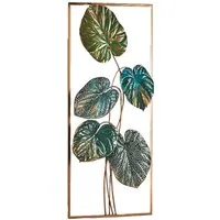 Kobolo Wandbild Wanddeko Metallbild - SORAS - Metall - grün gold, Blatt (Einzelstück, 1 St)