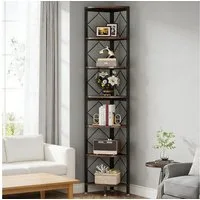 Celya Eckregal 7-Ebenen Eckregal, 200cm extra hohes Eck-Bücherregal