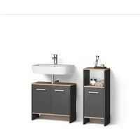 Livinity® Badmöbel-Set Amalfi, Anthrazit/Goldkraft Eiche, 2 Teile, (2-St)