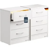 Casaria Nachttisch Eloise (2-St), CASARIA® 2x Nachttisch Eloise weiß LED