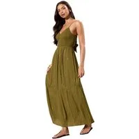 LIPSY Maxikleid Lipsy Gerafftes Midi-Trägerkleid mit Glitzerfaden (1-tlg)
