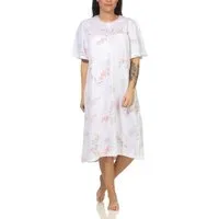 Normann Nachthemd Damen Nachthemd kurzarm klassische Design mit Knopfleiste am Hals
