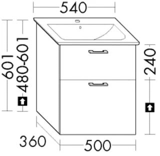 Burgbad Waschtischunterschrank zu Keramik Waschtisch System 30 Preisgruppe 3 Diago 520x500x360 WYKH050F5347