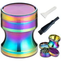 Coumo Kräutermühle Grinder Crusher Gewürzmühle Set. Rainbow Kegel Design, ⌀ 5 cm, Metall