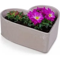 matches21 HOME & HOBBY Blumentopf Herz Pflanzschale für draussen Dekoschale sand beige 22 cm (1 St), Blumen-Schale als wetterfeste Friedhof-Schale Grab-Schmuck Grabschale