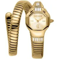 Just Cavalli Time Quarzuhr Signature Snake JC1L326M0025, Armbanduhr,Damenuhr,Edelstahlband,Perlmutt-Zifferblatt,Kristallsteine