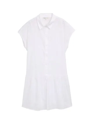 Denim Tom Tailor - Mini-Blusenkleid mit Stickereien white - Gr. - S