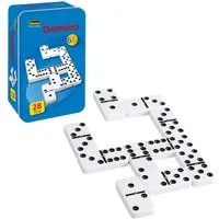 Idena Spiel Idena 6050012 - Domino Spiel mit 28 Steinen, in einer Metallbox, mit
