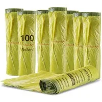 BigDean Müllbeutel 100 Rollen =1300 Säcke 90L HDPE Gelb 60x87cm, Zubehör für Recycling, Reißfest, Mit Zugband, 90L