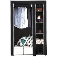 JEOBEST Stoffschrank Kleiderschrank, Stoffschrank, faltbare Garderobe mit Kleiderstangen mit Kleiderstange, Reißverschluss & Ablagen